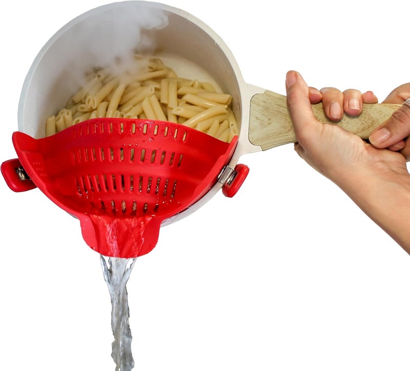 Houseify PERFECT PASTA PAL Clip-on Strainer for Pots - Silicone Pasta - Heat Resistant, Space Saving Colander for Kitchen - Dishwasher Safe Pot Strainer - Cooking Essentials and Home Must Haves - Image 1